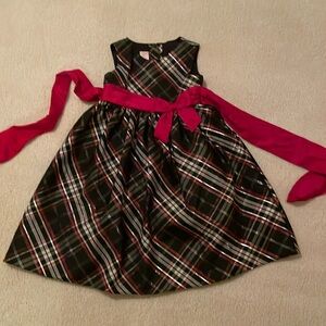 Girls plaid dress with red bow